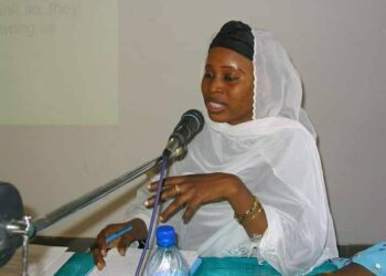 My late wife, Binta S. Mohammed, delivering a lecture on the topic, "Hausa Muslim Women and Further and Higher Education", held at the British Council in Kano